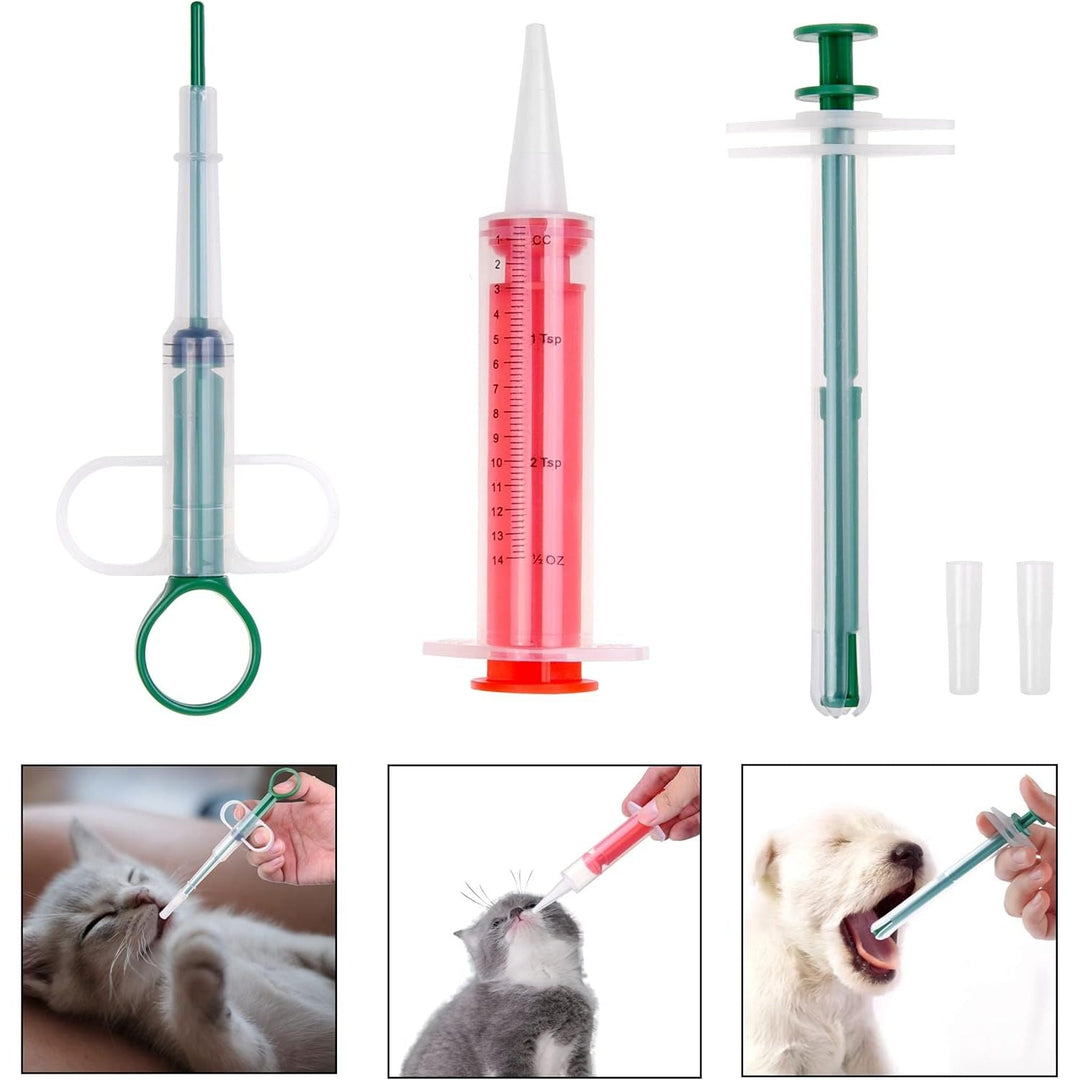 3X Pet Pill Feeder - Medicine Dispenser Tool - Syringe Popper for Tablet, Pill, Capsules - Use for Water, Milk Formula, Powder - Ideal for Kittens, Puppies, Dogs, Cats, Newborn Animals - Just Closeouts Canada Inc.