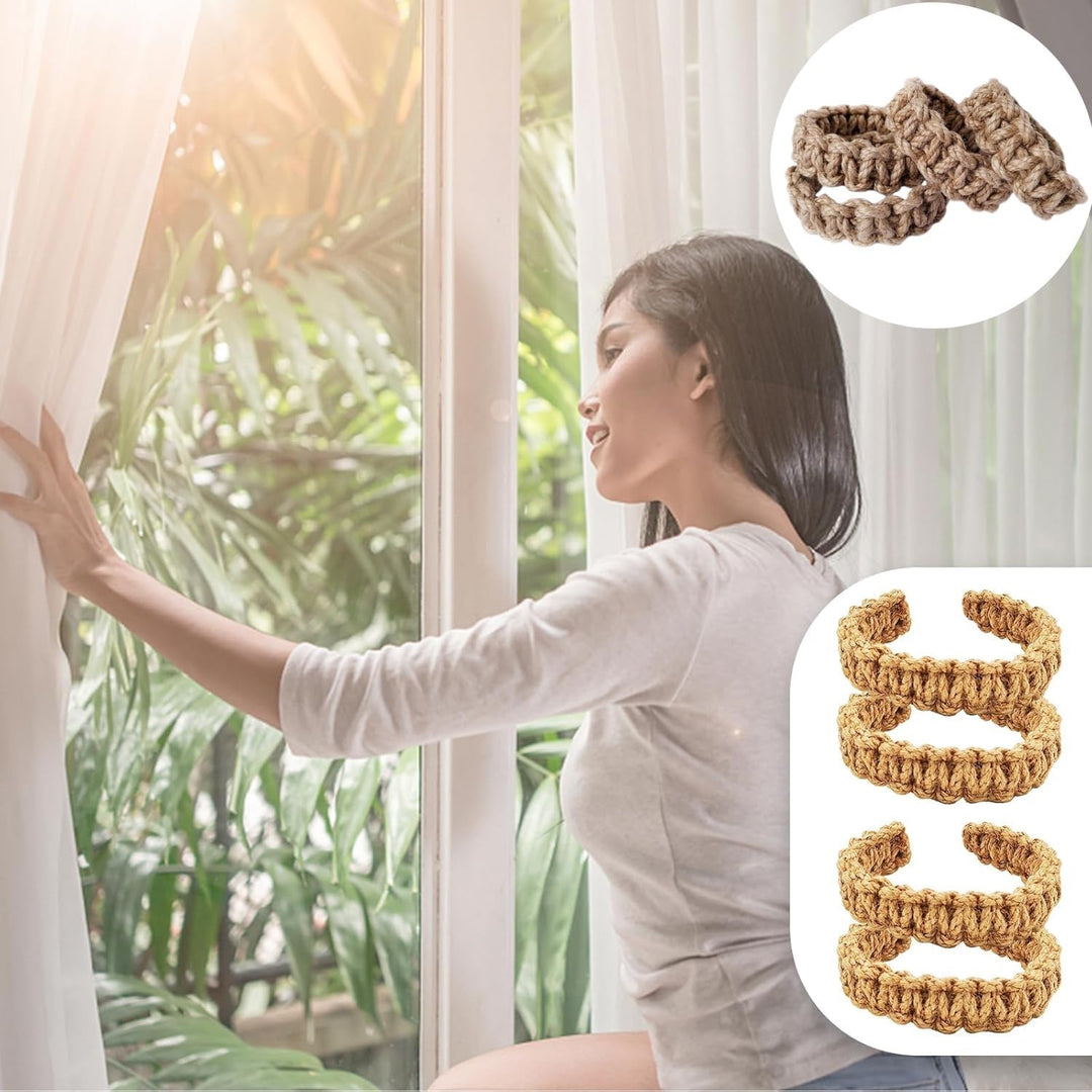 4 Coffee Braided Curtain Tiebacks with Flexible Wire Core - Just Closeouts Canada Inc.