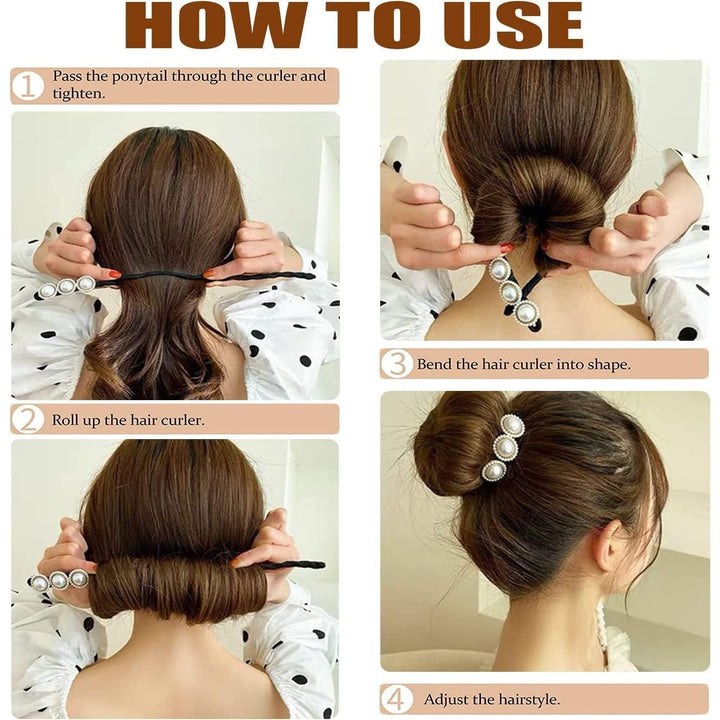 4 Floral and Pearl Twist Hair Bun Makers - Just Closeouts Canada Inc.