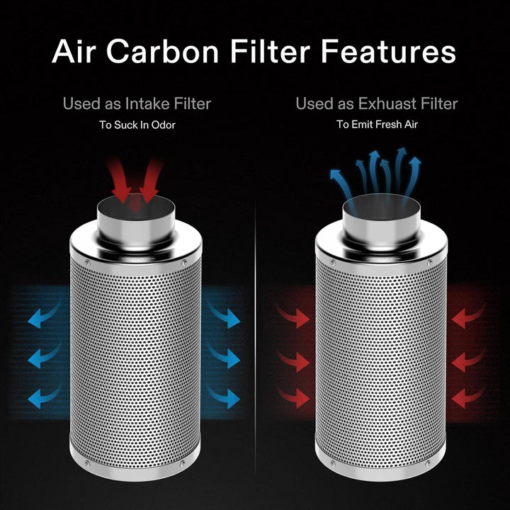 4-Inch Duct Carbon Filter with Pre-Filter, Silver, 12-Inch Body - Just Closeouts Canada Inc.