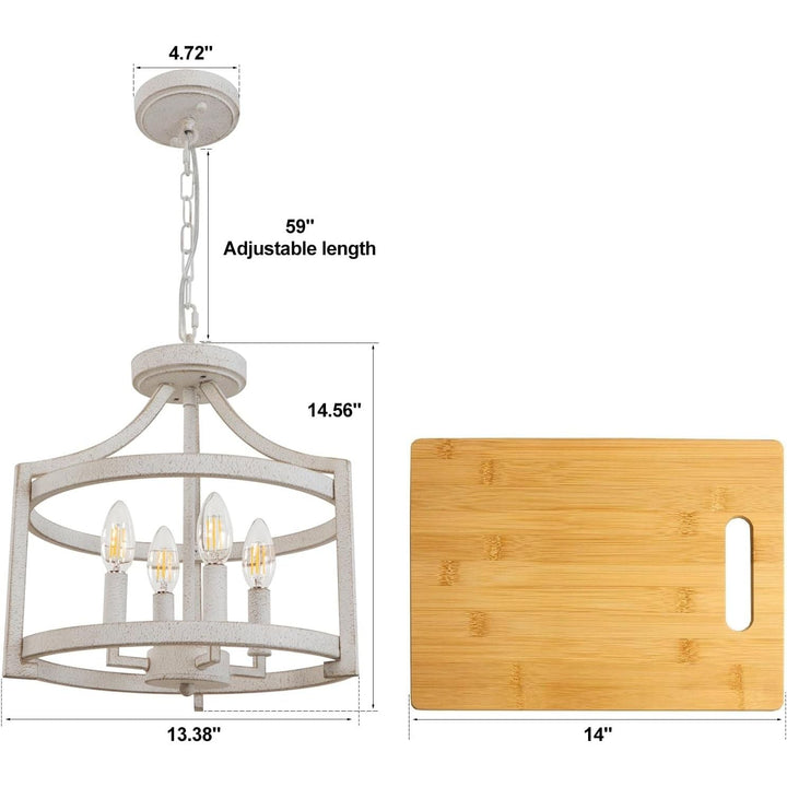 4 - Light White Chandelier Farmhouse Dining Room Light Fixtures, Metal Semi Flush Mount Ceiling Light Hanging Pendant Lighting, Distressed Chandeliers Ceiling Lights for Kitchen Foyer Entry - Just Closeouts Canada Inc.X003U7Z0SD