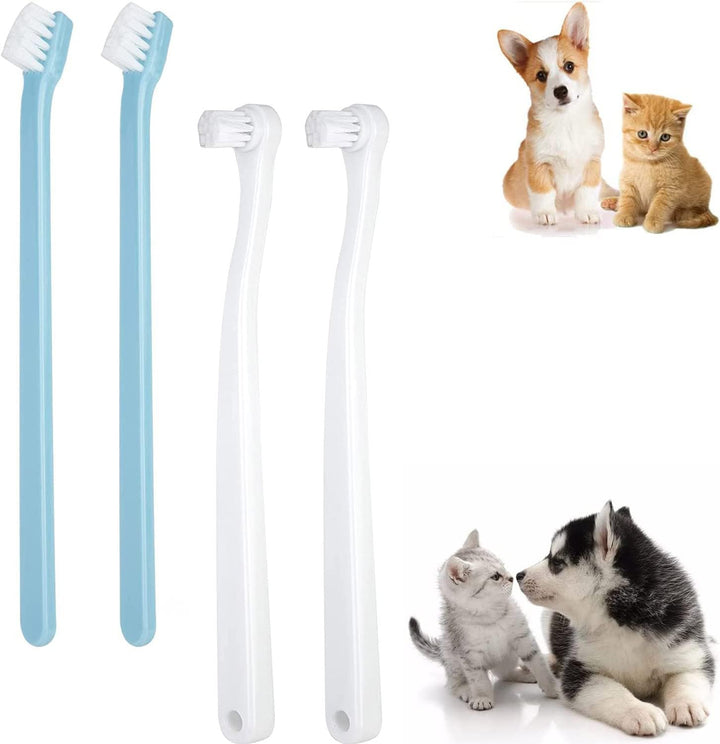 4 Mini Soft-Bristle Pet Toothbrushes, White and Blue - Just Closeouts Canada Inc.