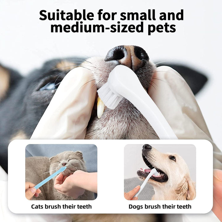 4 Mini Soft-Bristle Pet Toothbrushes, White and Blue - Just Closeouts Canada Inc.