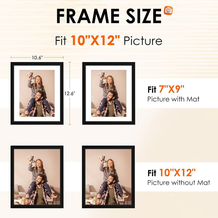 4-Pack Black 10 × 12-Inch Picture Frames with 7 × 9-Inch Mats - Just Closeouts Canada Inc.6971152696257