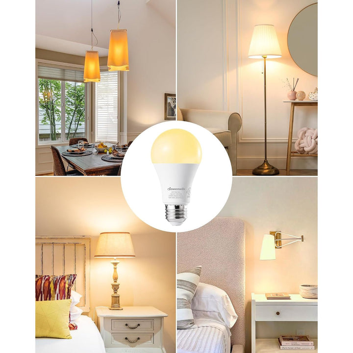 4-Pack Dimmable LED A19 Light Bulb, Soft White Light with Warm Glow, 800 Lumen, 2700K, 10W (60 Watt Equivalent), E26 Medium Screw Base, UL Listed - Just Closeouts Canada Inc.X002N88D93