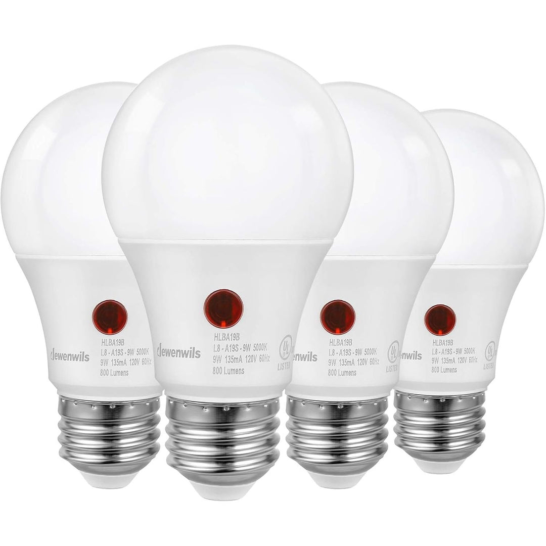 4 - Pack Dusk to Dawn LED Light Bulb, Automatic On/Off, Outdoor A19 Light Bulbs, 5000K Cool White Daylight, 9W (60W Equivalent), 800LM, LED Security Bulbs for Porch, Garage, UL Listed - Just Closeouts Canada Inc.X002E5RH5L