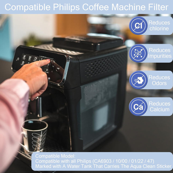 4 Pack Espresso Coffee Machine Water Filter Replacement Compatible with Philips Saeco AquaClean CA6903 / 10/00 / 01/22 / 47 (4pack) - Just Closeouts Canada Inc.