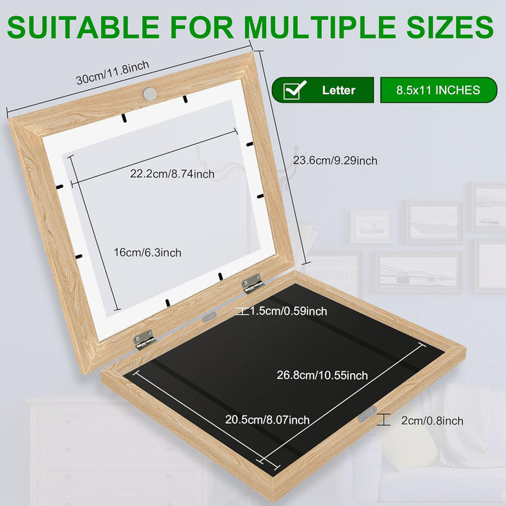 4 Pack Kids Art Frame, 8.5x11 Front Opening Kids Artwork Frames Changeable, Chind Artwork Display Storage Frame for 3D Picture Crafts, Children Drawing Hanging Art, Holds 50 - 100 Pcs (Walnut) - Just Closeouts Canada Inc.