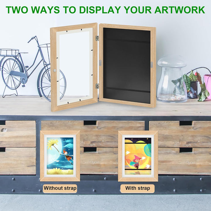 4 Pack Kids Art Frame, 8.5x11 Front Opening Kids Artwork Frames Changeable, Chind Artwork Display Storage Frame for 3D Picture Crafts, Children Drawing Hanging Art, Holds 50 - 100 Pcs (Walnut) - Just Closeouts Canada Inc.