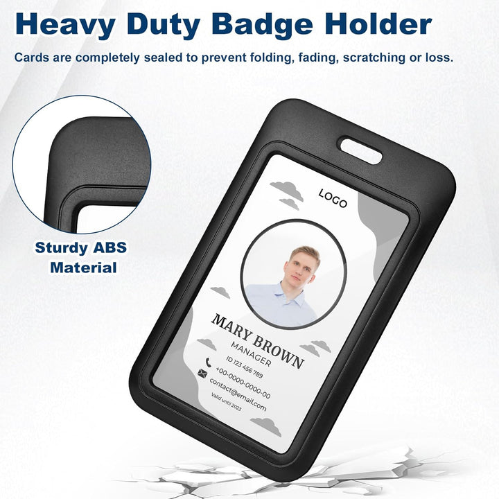 4 Pack Sliding ID Card Holder Plastic Vertical ID Badge Holder Hard Black Card Protector with Clear Window for Office School DriverÕs Licenses and Key Cards - Just Closeouts Canada Inc.