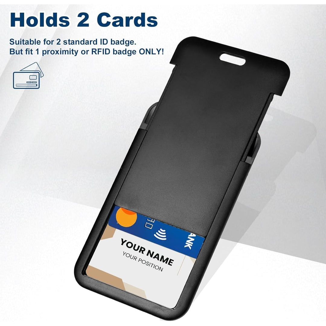 4 Pack Sliding ID Card Holder Plastic Vertical ID Badge Holder Hard Black Card Protector with Clear Window for Office School DriverÕs Licenses and Key Cards - Just Closeouts Canada Inc.
