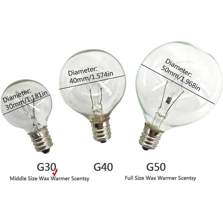 4 Pack Wax Warmer Bulbs,20 Watt Bulbs for Middle Size Scentsy Warmers,G30 Globe E12 Incandescent Candelabra Base Clear Light Bulbs for Candle Wax Warmer,Long Last Lifespan - Just Closeouts Canada Inc.