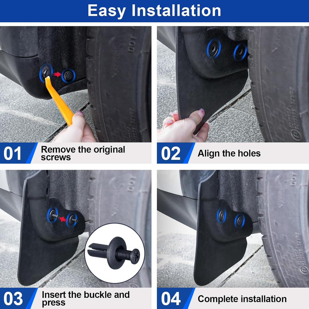 4 PCS Splash Guards for Tesla Model 3 Mud Flaps 2023-2019 No Drilling Car Fender Compatible with Model 3 2023 2022 2021 2020 2019 Upgraded Front and Rear Car Mud Flaps Black - Just Closeouts Canada Inc.