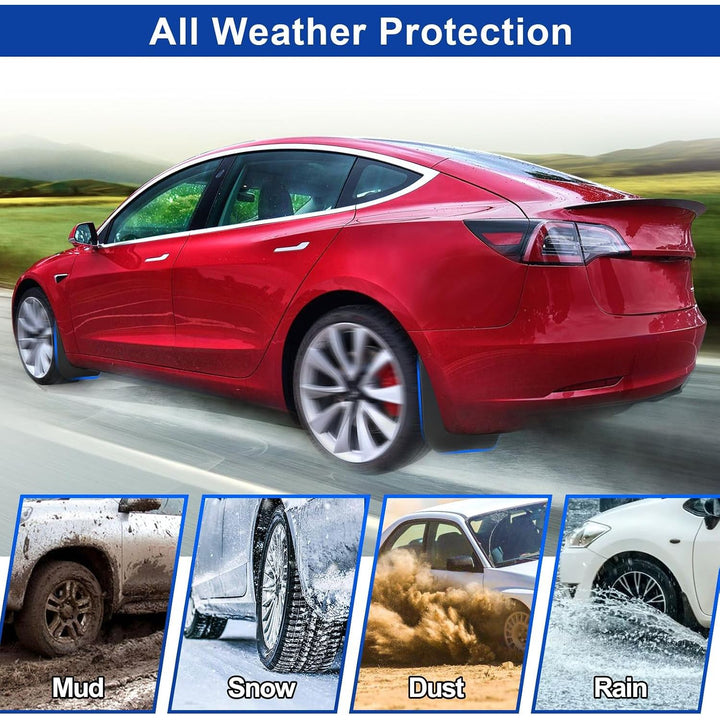 4 PCS Splash Guards for Tesla Model 3 Mud Flaps 2023-2019 No Drilling Car Fender Compatible with Model 3 2023 2022 2021 2020 2019 Upgraded Front and Rear Car Mud Flaps Black - Just Closeouts Canada Inc.