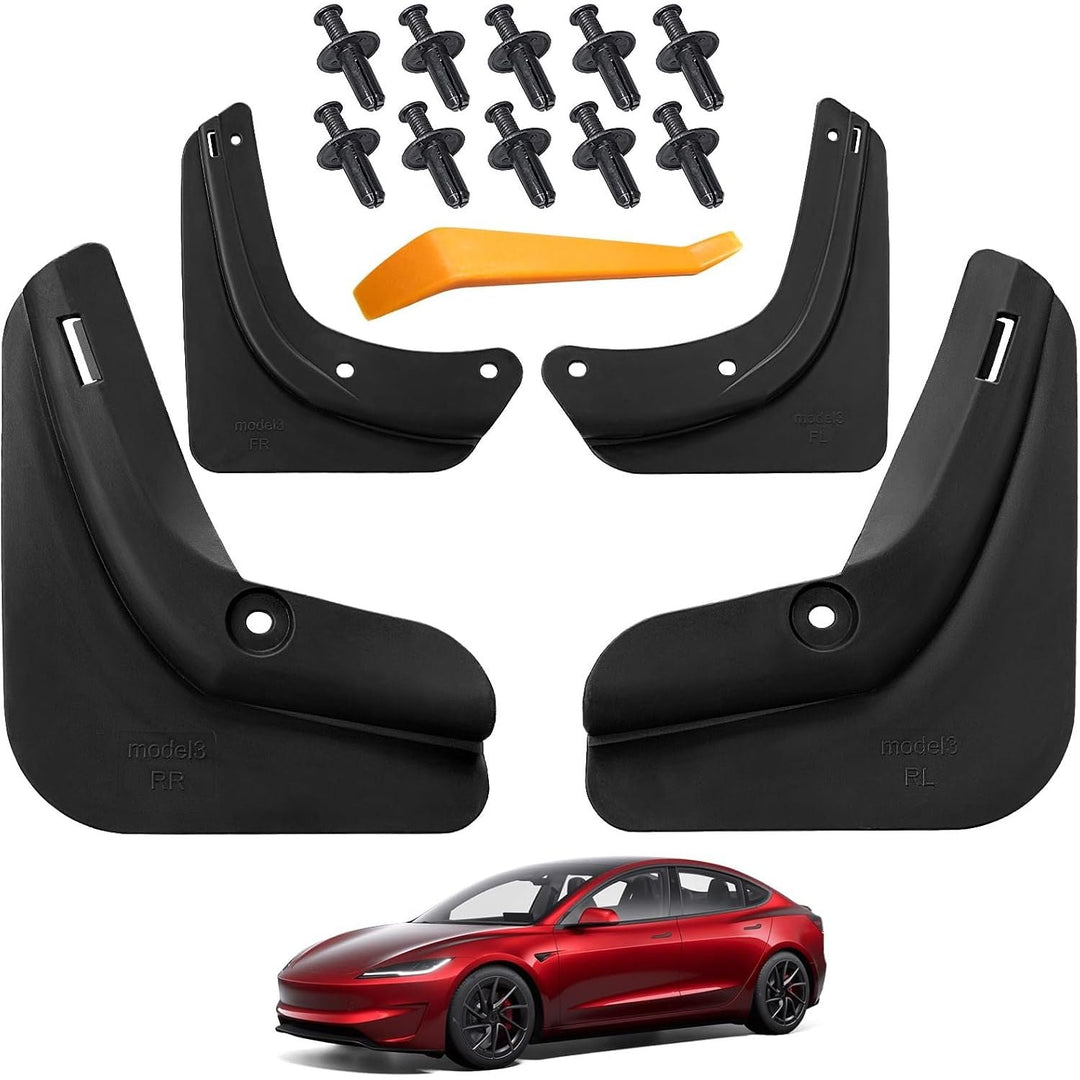 4 PCS Splash Guards for Tesla Model 3 Mud Flaps 2023-2019 No Drilling Car Fender Compatible with Model 3 2023 2022 2021 2020 2019 Upgraded Front and Rear Car Mud Flaps Black - Just Closeouts Canada Inc.