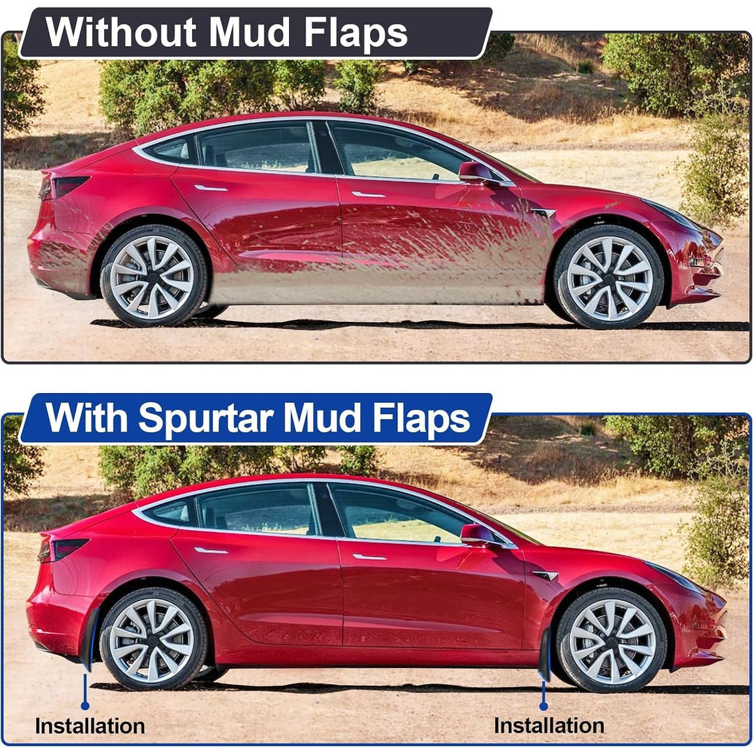 4 PCS Splash Guards for Tesla Model 3 Mud Flaps 2023-2019 No Drilling Car Fender Compatible with Model 3 2023 2022 2021 2020 2019 Upgraded Front and Rear Car Mud Flaps Black - Just Closeouts Canada Inc.