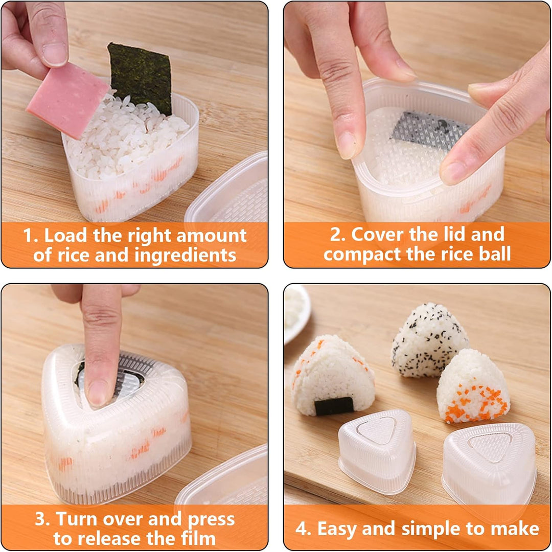 4 Pcs Triangle Onigiri Mold with Metre Paddle, 2 Sizes Sushi Moulds Food Grade Rice Ball Maker Mold Nigiri Mould for Kitchen DIY Cooking Lunch Bento Picnic Restaurant - Just Closeouts Canada Inc.