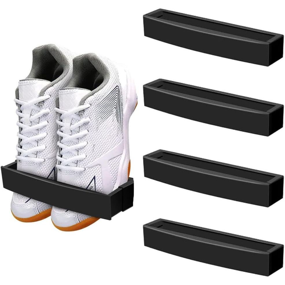 4-Piece Black Adjustable Wall-Mounted Shoe Rack Set - Just Closeouts Canada Inc.