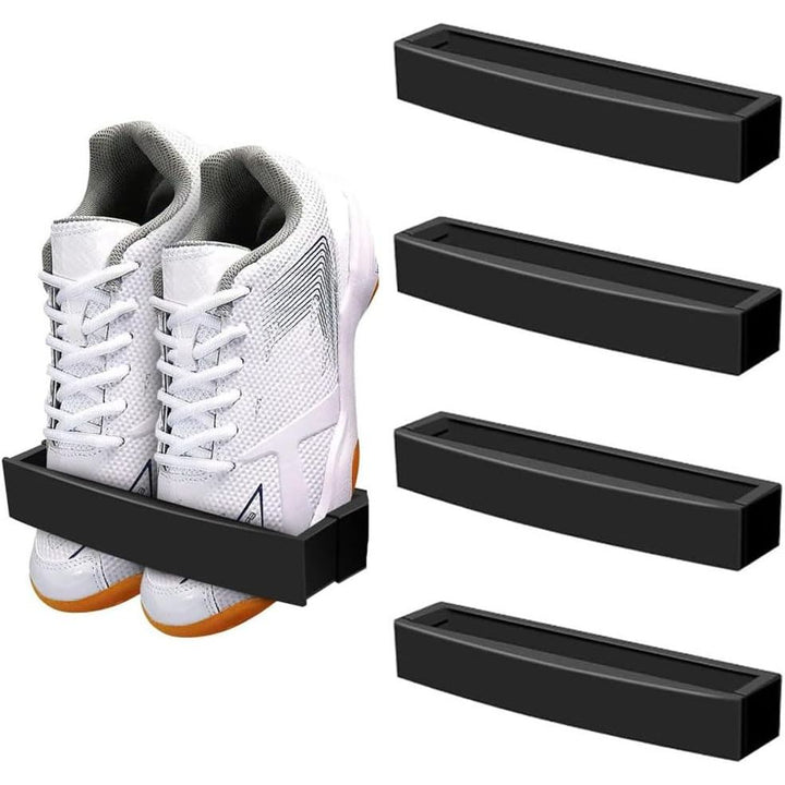 4-Piece Black Adjustable Wall-Mounted Shoe Rack Set - Just Closeouts Canada Inc.