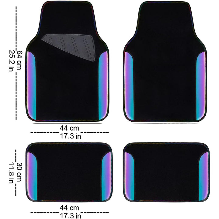 4-Piece Black Iridescent Reflective Car Floor Mat Set - Just Closeouts Canada Inc.