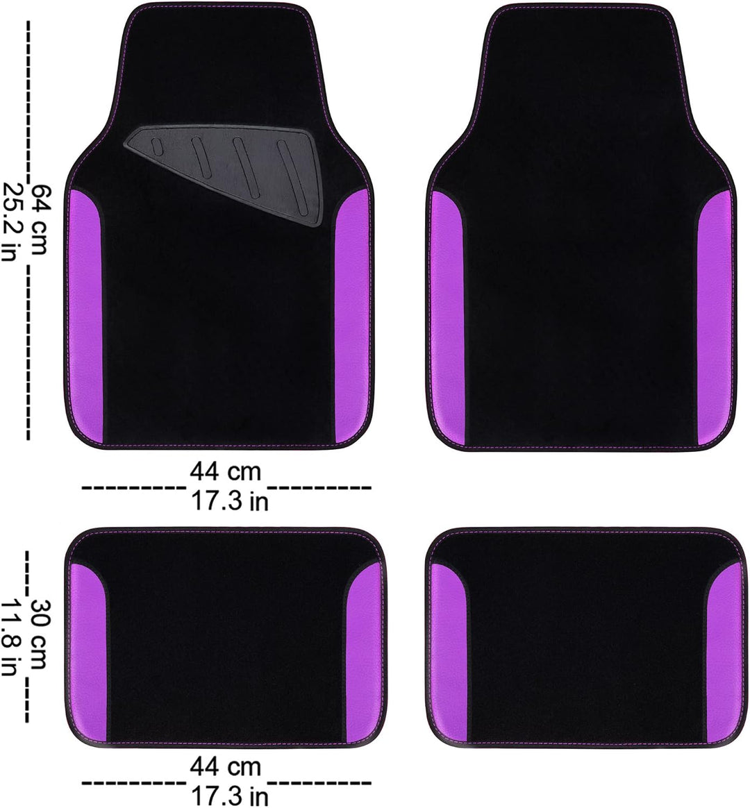 4-Piece Purple and Black Waterproof Car Floor Mat Set - Just Closeouts Canada Inc.