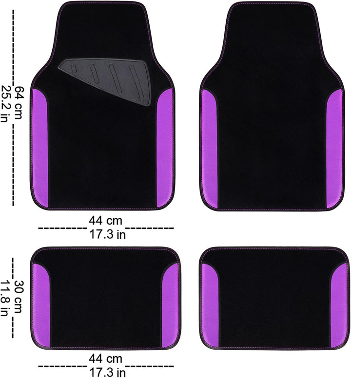 4-Piece Purple and Black Waterproof Car Floor Mat Set - Just Closeouts Canada Inc.