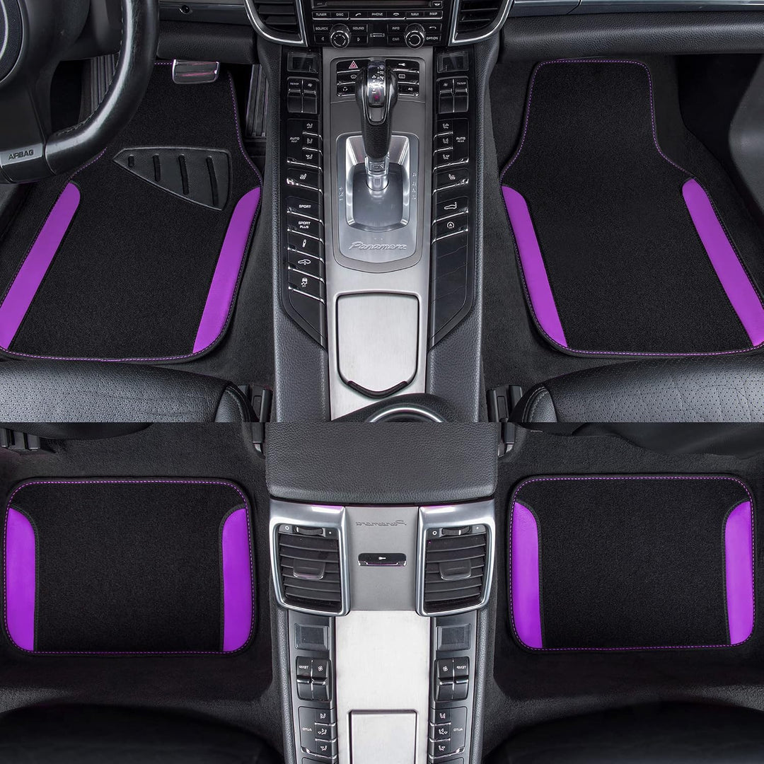 4-Piece Purple and Black Waterproof Car Floor Mat Set - Just Closeouts Canada Inc.
