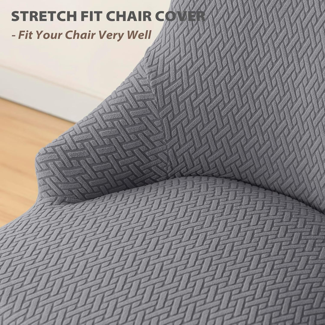4 Pieces Stretch Wingback Side Chair Covers, Spandex Jacquard Dining Chair Covers with Arms Washable Dining Room Chair Slipcovers with Arms Funiture Protector Home Decor (Dark Grey, 4) - Just Closeouts Canada Inc.