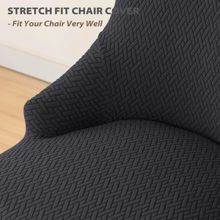 4 Pieces Stretch Wingback Side Chair Covers, Spandex Jacquard Dining Chair Covers with Arms Washable Dining Room Chair Slipcovers with Arms Funiture Protector Home Decor (4, Black) - Just Closeouts Canada Inc.