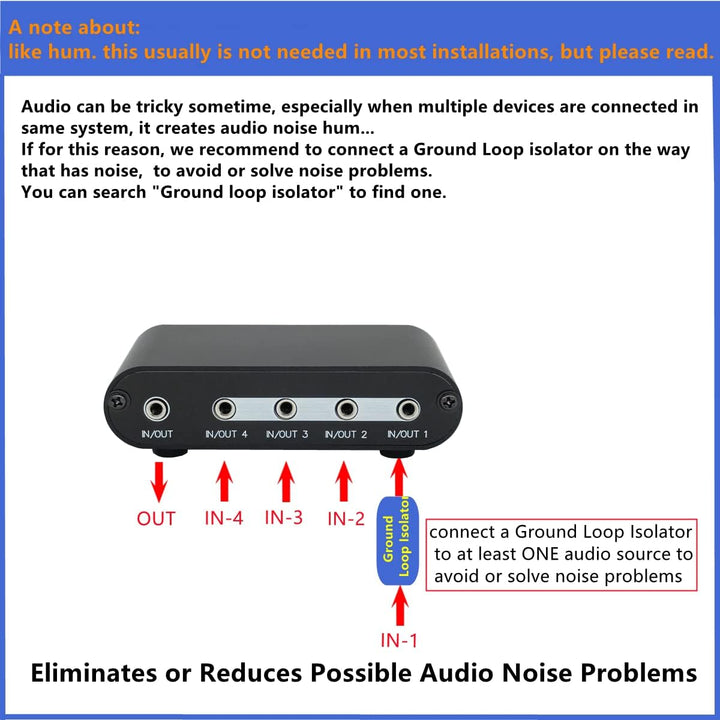4 - Way 3.5mm Stereo Audio Switch Input Signal Source Switcher Selector Splitter Box with line Volume Controller?4 in 1 Out / 1 port . mm Switch with volume - Just Closeouts Canada Inc.