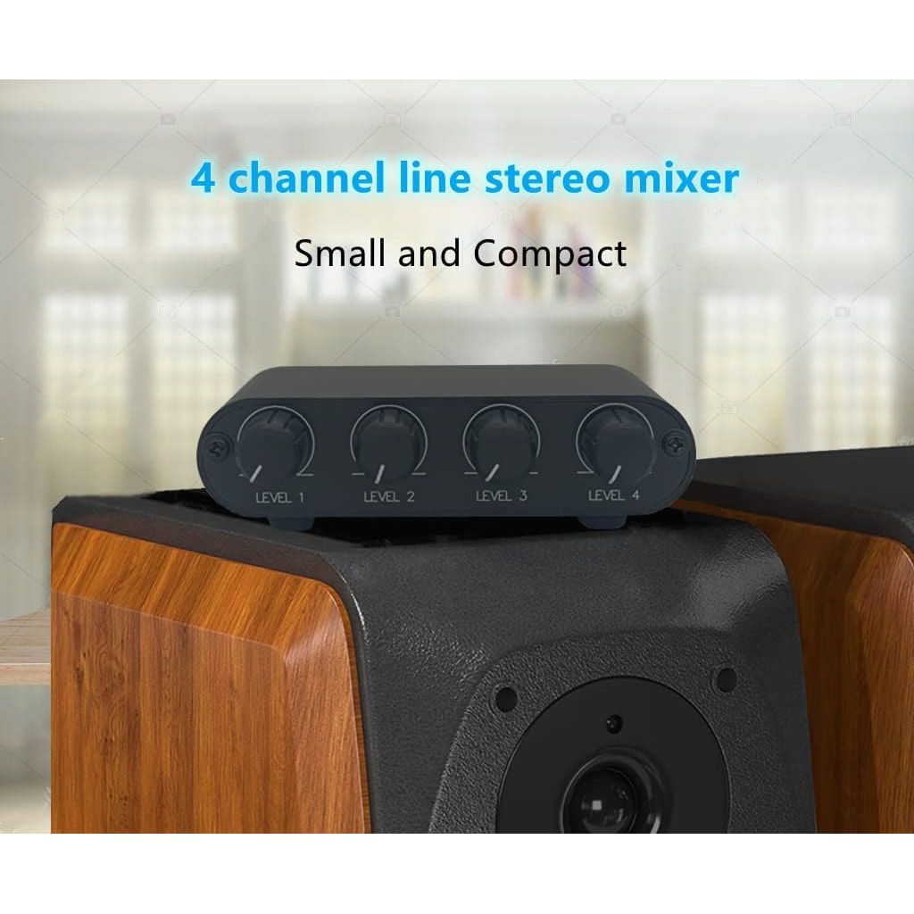4 Way Audio mixer Stereo line levels control Box mini passive mixer (X41) - Just Closeouts Canada Inc.