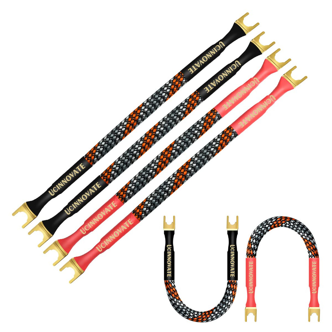 4 x HiFi OFC Speaker Jumper Cable with Spade, 21cm Speaker Cable Bridge Bi-Wire Speaker Jumper Plates, 11AWG Cable Bridge to Speaker Cable Terminals with 8 Gold Plated Spade - Just Closeouts Canada Inc.X003PGFCMD