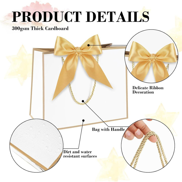 40 Mini Gift Bags with Bows, White and Pink - Just Closeouts Canada Inc.