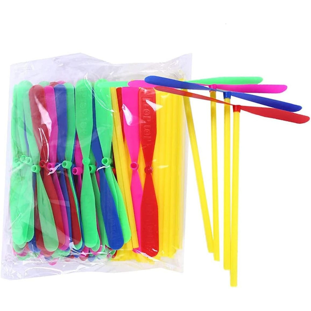 40 Pieces of Flying Helicopter Toy Set, 20 Propellers+ 20 Rods, Hand Helicopter, Bamboo Dragonfly Hand Rub Plastic Propeller for Outdoor Toy Kids Gift (Random Color) - Just Closeouts Canada Inc.