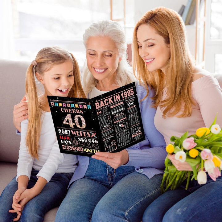 40th Birthday Card, 40th Birthday Gifts Women, 40th Birthday Decorations for Her, Back in 1985 Birthday Card, Rose Gold - Just Closeouts Canada Inc.