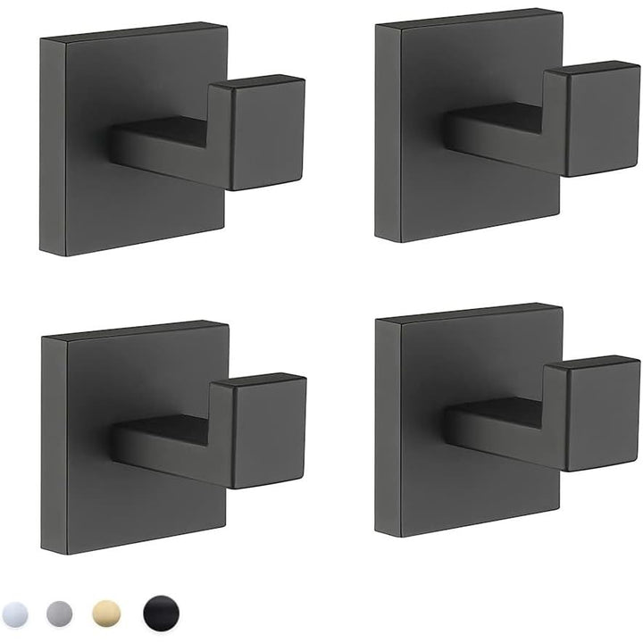 Wall Hooks Towel Hooks Towel Holder Robe Hook Bathroom Hooks Black Heavy Duty Door Hanger Stainless Steel Matt Black 4 Pack 2.1 Inch