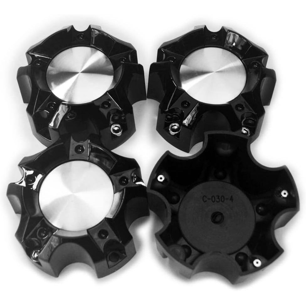 4.41in Wheel Center Caps for Ballistic Offroad Wheels Center Hubcaps, 4 Pack Black Silver Center Cover Replacement, 5 lugs - Just Closeouts Canada Inc.