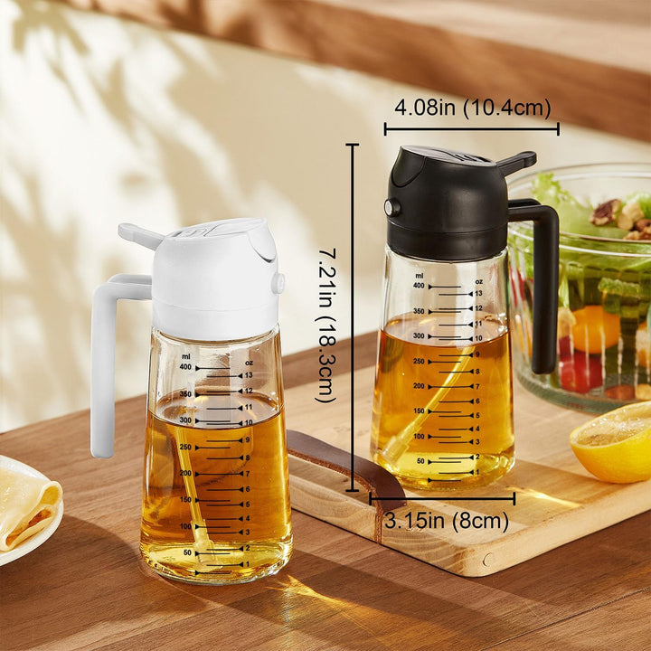 470ml Olive Oil Spray Bottle for Kitchen Gadgets - 2 in 1 Olive Oil Dispenser Bottle and Air Fryer Accessories for Cooking, Salad and BBQ - Black - Just Closeouts Canada Inc.
