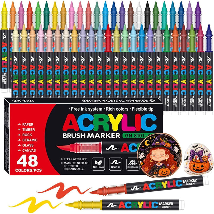 48-Colour Soft Brush Acrylic Paint Marker Set - Just Closeouts Canada Inc.