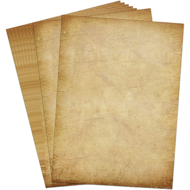 48 Pack Antique Vintage Stationary Paper, 8.5"x 11" Parchment Paper for Writing and Printing, Double Sided Antique Old Aged Scrapbook for Journal, Calligraphy, Invitations and Certifications - Just Closeouts Canada Inc.