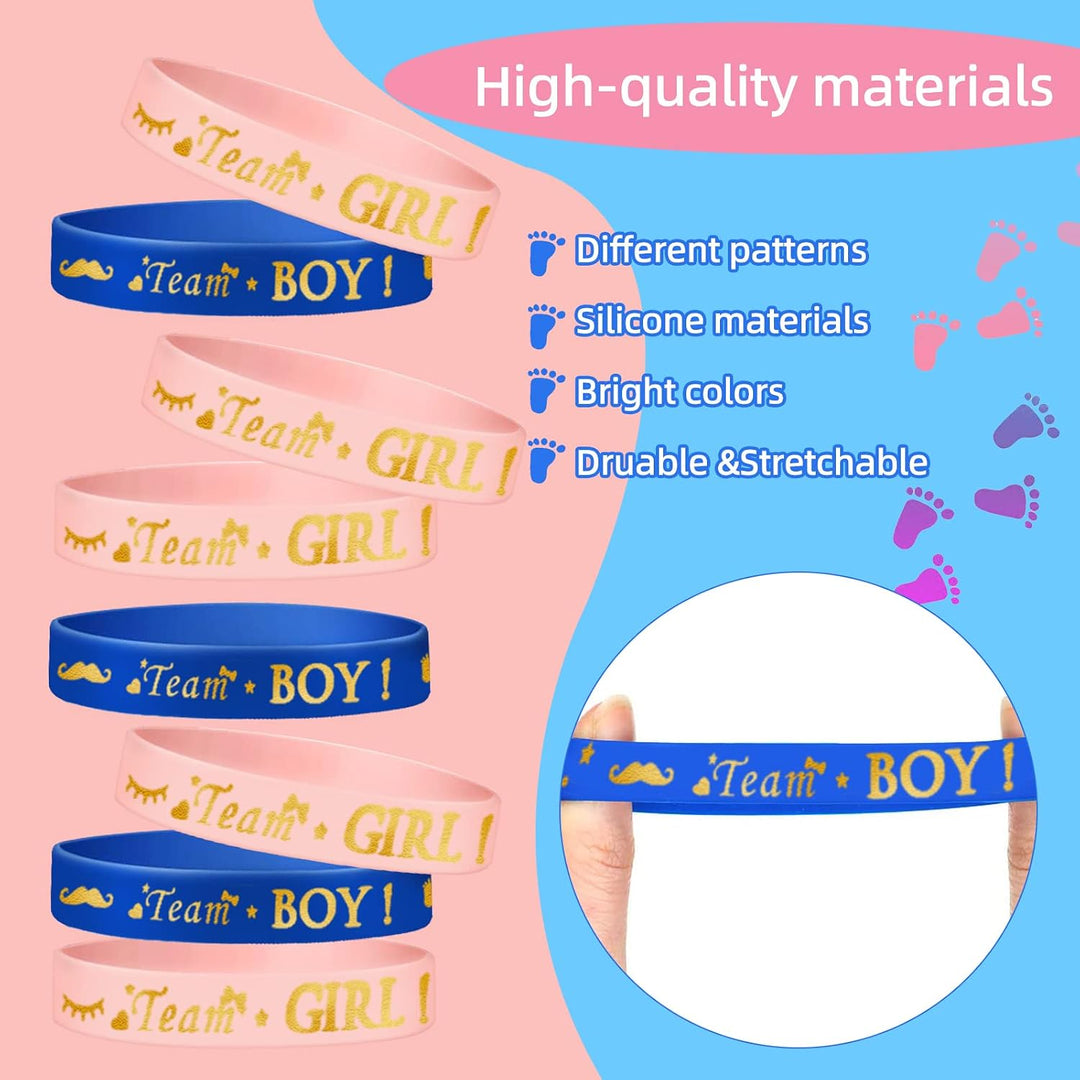 48 Piece Gender Reveal Bracelets Set, Includes 24 Piece Gender Reveal Button Pin 24 Piece Gender Reveal Bracelet Team Boy Girl Wristband for Baby Shower Gender Reveal Party Favors Supplies - Just Closeouts Canada Inc.