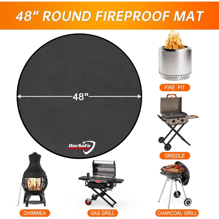 48" Round Fire Pit Mat, 4 - Layer Fireproof Under Grill Mat Heat Insulated Indoor Fireplace Pad Protector for Decks,Patios,Grass,BBQ Smoker, Portable Reusable Oil - Proof and Waterproof, Black - Just Closeouts Canada Inc.