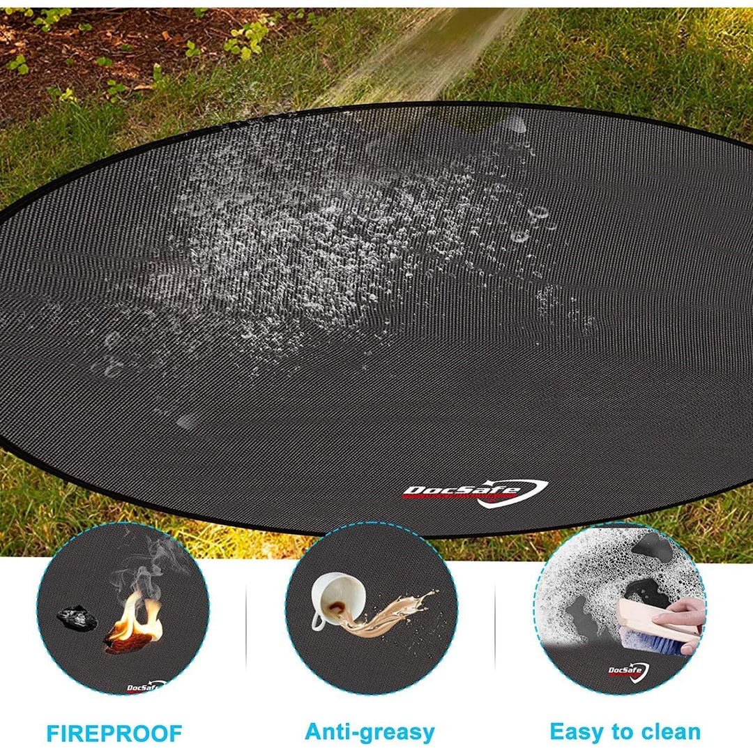 48" Round Fire Pit Mat, 4 - Layer Fireproof Under Grill Mat Heat Insulated Indoor Fireplace Pad Protector for Decks,Patios,Grass,BBQ Smoker, Portable Reusable Oil - Proof and Waterproof, Black - Just Closeouts Canada Inc.