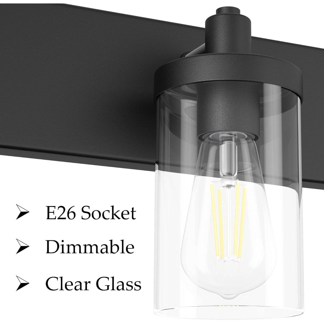 48in Vanity Light Black Bathroom Vanity Lighting Fixtures 6 Light Bathroom Light Fixtures with Clear Glass Shade(Exclude Bulb) - Just Closeouts Canada Inc.X003DZPELZ