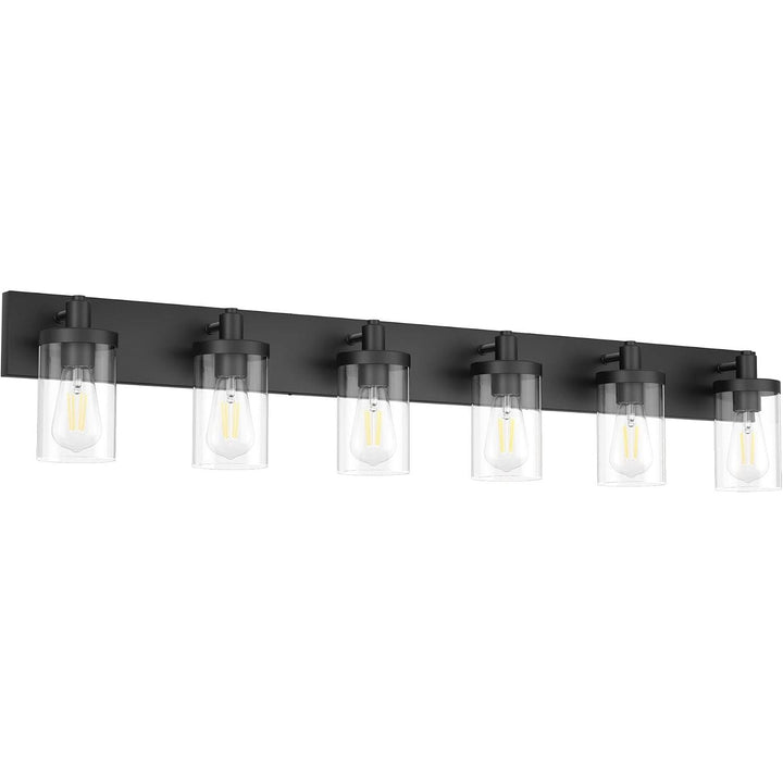 48in Vanity Light Black Bathroom Vanity Lighting Fixtures 6 Light Bathroom Light Fixtures with Clear Glass Shade(Exclude Bulb) - Just Closeouts Canada Inc.X003DZPELZ