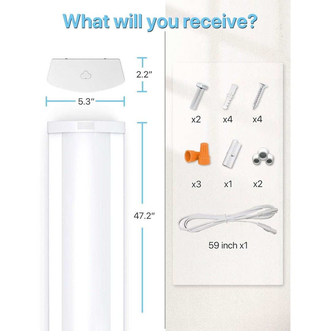 4FT 60W LED Wraparound Light, 6600lm Linkable 60W/50W/40W 5000K Led Shop Lights Surface Mounting, ETL,AC120V LED Ceiling Office Wrap Light for Kitchen, Hallway, Fluorescent Replacement, 4P - Just Closeouts Canada Inc.