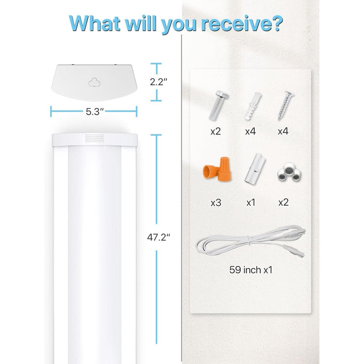 4FT 60W LED Wraparound Light, 6600lm Linkable 60W/50W/40W 5000K Led Shop Lights Surface Mounting, ETL,AC120V LED Ceiling Office Wrap Light for Kitchen, Hallway, Fluorescent Replacement, 4P - Just Closeouts Canada Inc.
