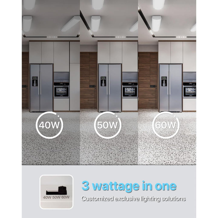 4FT 60W LED Wraparound Light, 6600lm Linkable 60W/50W/40W 5000K Led Shop Lights Surface Mounting, ETL,AC120V LED Ceiling Office Wrap Light for Kitchen, Hallway, Fluorescent Replacement, 4P - Just Closeouts Canada Inc.