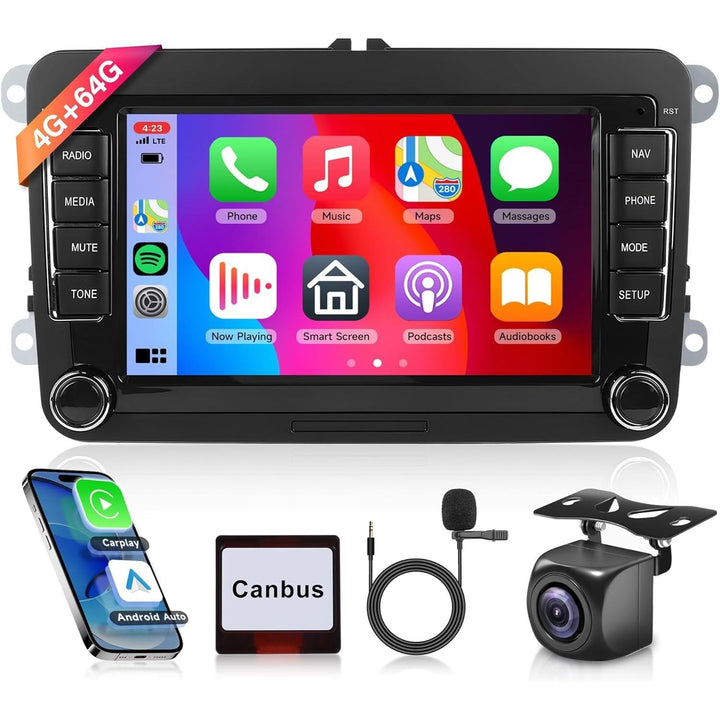4G+64G CarPlay Radio for VW Passat Jetta Tiguan Golf MK5 MK6 T5 EOS Polo, Android 13 Car Stereo 7 Inch Touch Screen Android Auto GPS Navigation Bluetooth FM SWC Backup Camera - Just Closeouts Canada Inc.
