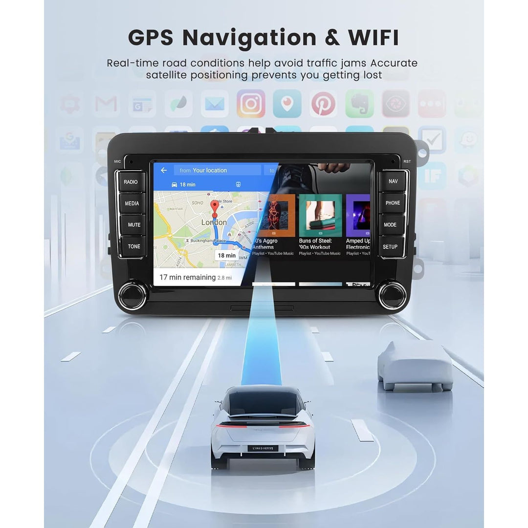 4G+64G CarPlay Radio for VW Passat Jetta Tiguan Golf MK5 MK6 T5 EOS Polo, Android 13 Car Stereo 7 Inch Touch Screen Android Auto GPS Navigation Bluetooth FM SWC Backup Camera - Just Closeouts Canada Inc.